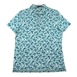 G/FORE Mens XL Camo Skull Golf Polo Shirt Teal Blue Edgewood 1898 Short Sleeve
